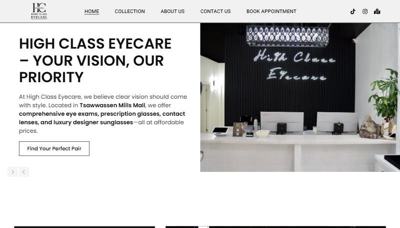High Class Eyecare – Optical store website by wesrz
